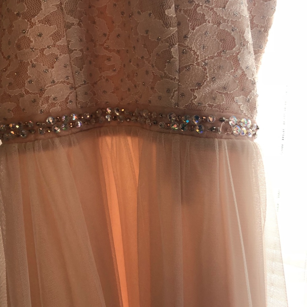 Short formal cream sparkly dress